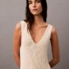 Vestido midi sin mangas de punto bouclé Vestido midi sin mangas de punto bouclé