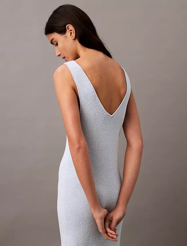Vestido midi sin mangas de punto bouclé Vestido midi sin mangas de punto bouclé