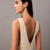Vestido midi sin mangas de punto bouclé Vestido midi sin mangas de punto bouclé
