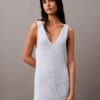 Vestido midi sin mangas de punto bouclé Vestido midi sin mangas de punto bouclé
