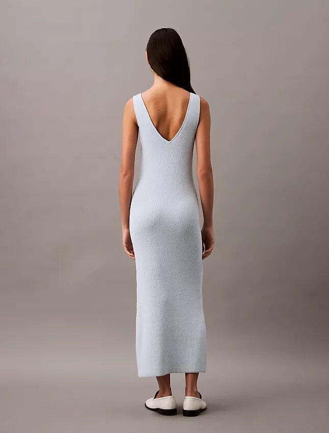 Vestido midi sin mangas de punto bouclé Vestido midi sin mangas de punto bouclé