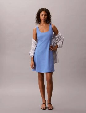 Vestido mini de mezcla de lino