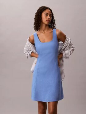 Vestido mini de mezcla de lino