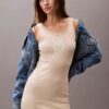 Vestido mini sin mangas de algodón acanalado con estampado gráfico