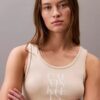 Vestido mini sin mangas de algodón acanalado con estampado gráfico