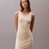Vestido mini sin mangas de algodón acanalado con estampado gráfico