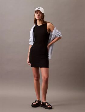 Vestido mini sin mangas de canalé