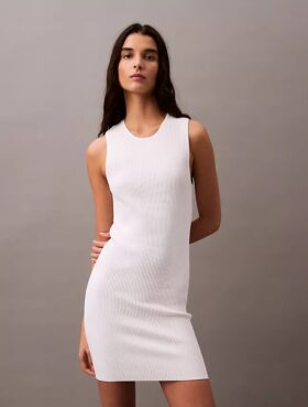 Vestido mini sin mangas de canalé