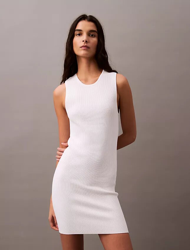 Vestido mini sin mangas de canalé Vestido mini sin mangas de canalé