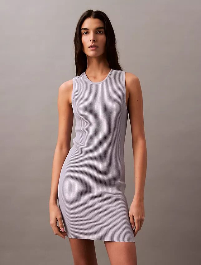 Vestido mini sin mangas de canalé Vestido mini sin mangas de canalé