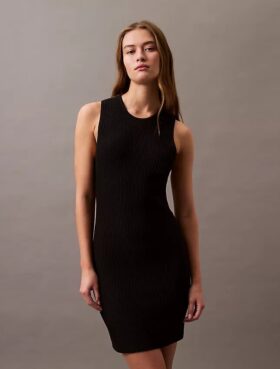 Vestido mini sin mangas de canalé
