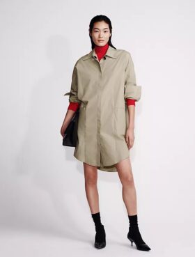 Vestido mini tipo camisa de popelín