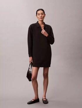 Vestido mini tipo polo de felpa liso