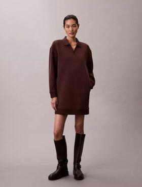 Vestido mini tipo polo de felpa liso