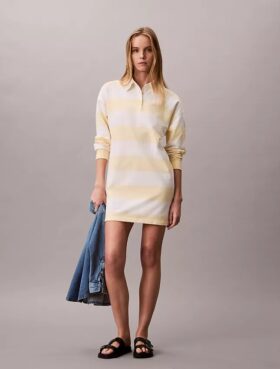 Vestido polo mini con rayas Varsity
