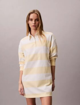 Vestido polo mini con rayas Varsity