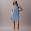 Vestido recto de Denim con cuello en V