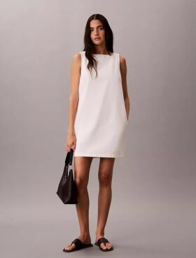 Vestido recto de Denim con cuello en V