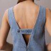 Vestido recto de Denim con cuello en V