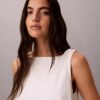 Vestido recto de Denim con cuello en V