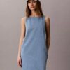Vestido recto de Denim con cuello en V