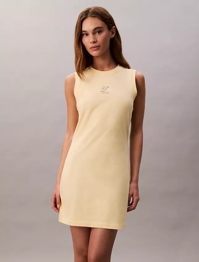 Vestido sin mangas con estampado de logotipo Vestido sin mangas con estampado de logotipo