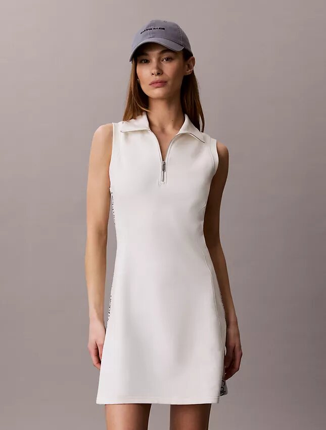 Vestido sin mangas de felpa francesa con cremallera de 1/4 Vestido sin mangas de felpa francesa con cremallera de 1/4
