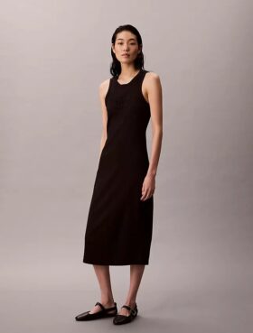 Vestido sin mangas midi con logotipo de Calvin Klein