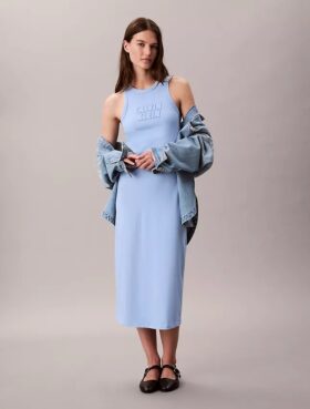 Vestido sin mangas midi con logotipo de Calvin Klein