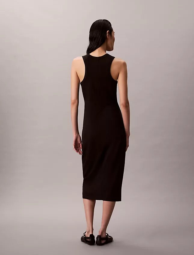 Vestido sin mangas midi con logotipo de Calvin Klein Vestido sin mangas midi con logotipo de Calvin Klein