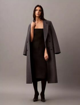 Vestido sin tirantes de mezcla de lana cepillada