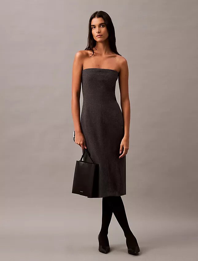Vestido sin tirantes de mezcla de lana cepillada Vestido sin tirantes de mezcla de lana cepillada