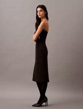 Vestido sin tirantes de mezcla de lana cepillada