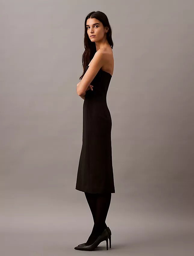 Vestido sin tirantes de mezcla de lana cepillada Vestido sin tirantes de mezcla de lana cepillada