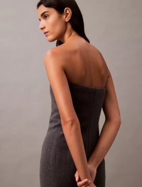 Vestido sin tirantes de mezcla de lana cepillada