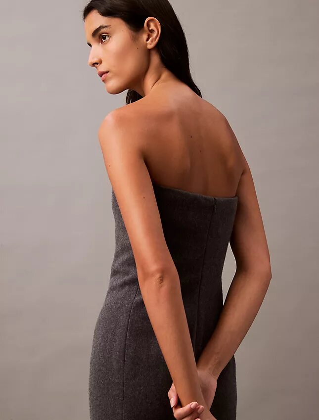 Vestido sin tirantes de mezcla de lana cepillada Vestido sin tirantes de mezcla de lana cepillada