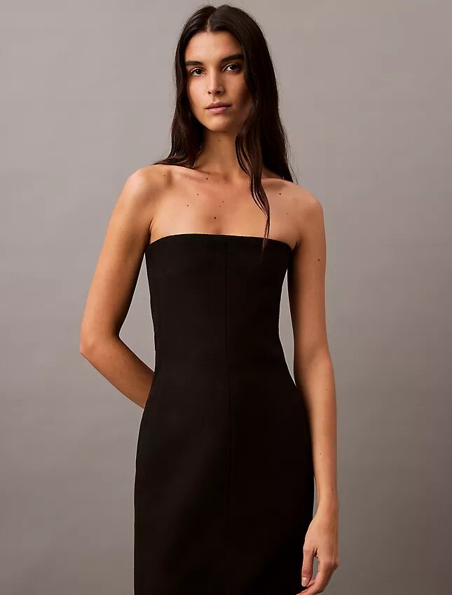 Vestido sin tirantes de mezcla de lana cepillada Vestido sin tirantes de mezcla de lana cepillada