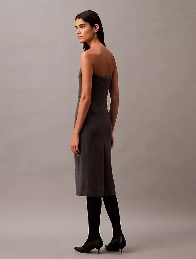 Vestido sin tirantes de mezcla de lana cepillada Vestido sin tirantes de mezcla de lana cepillada