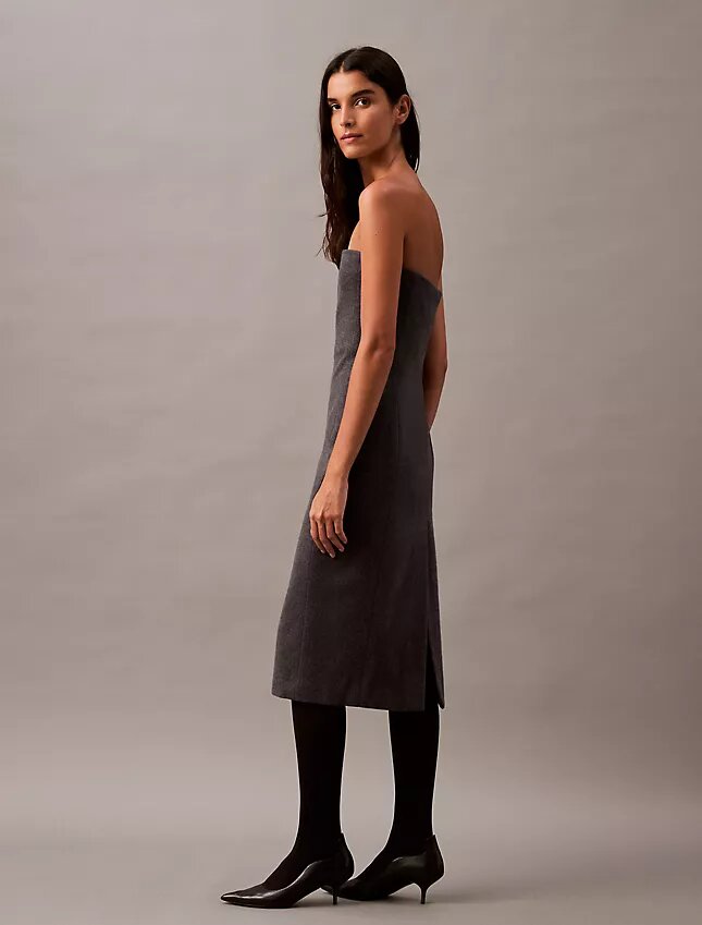 Vestido sin tirantes de mezcla de lana cepillada Vestido sin tirantes de mezcla de lana cepillada